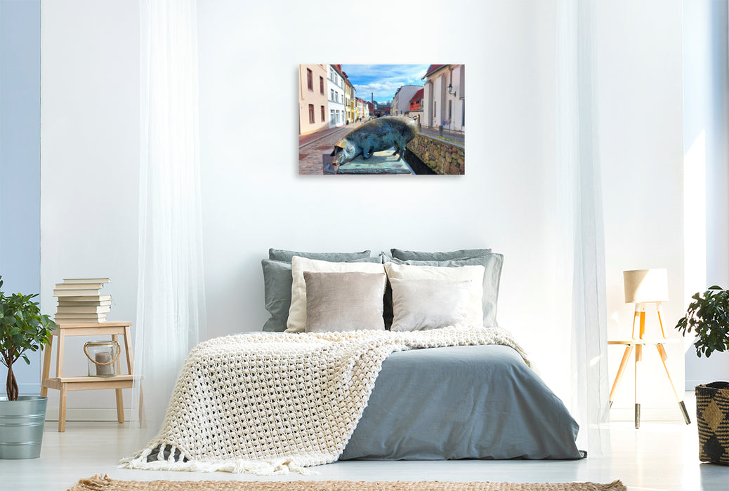 Premium Textil-Leinwand Wismar, an der Schweinsbrücke