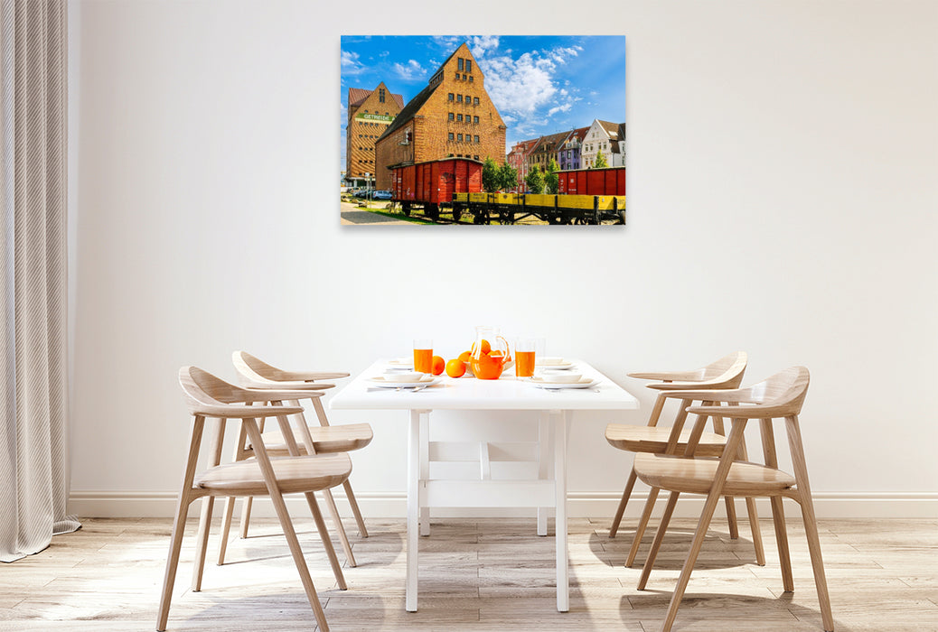 Premium Textil-Leinwand Speichergebäude am Hafen
