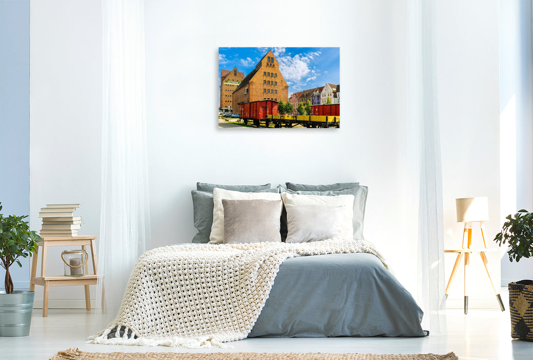 Premium Textil-Leinwand Speichergebäude am Hafen