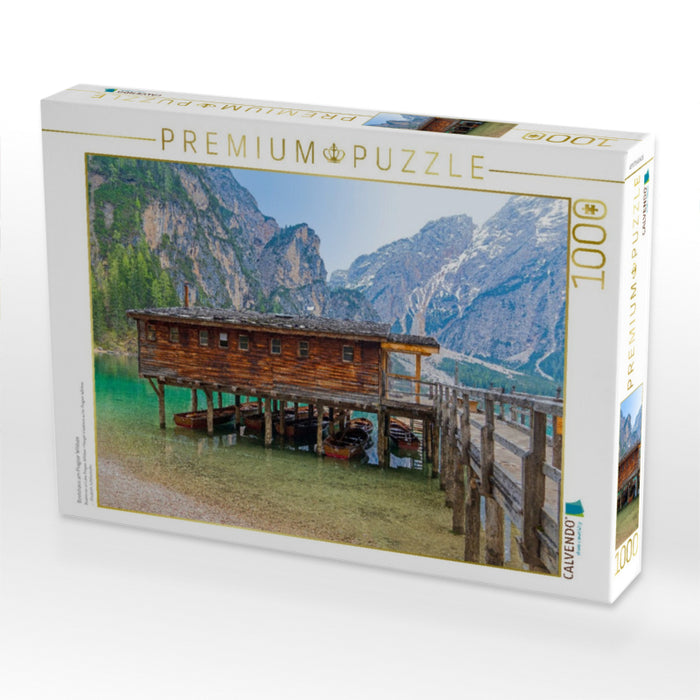 Bootshaus am Pragser Wildsee - CALVENDO Foto-Puzzle'
