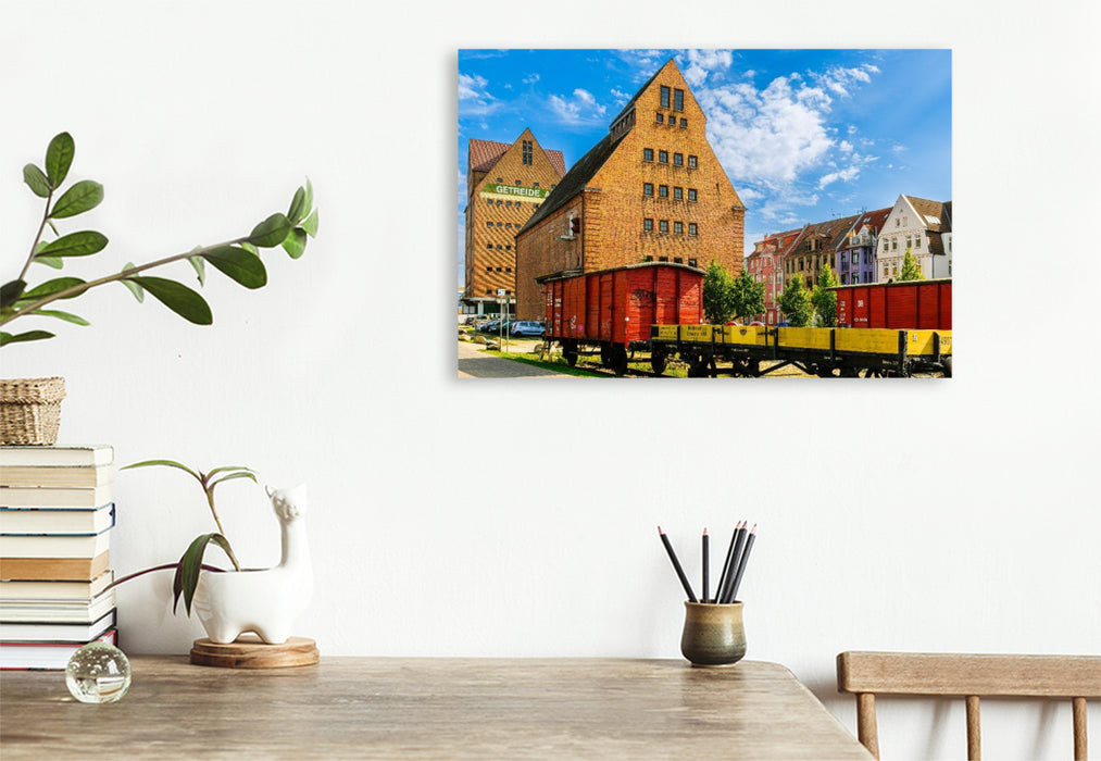 Premium Textil-Leinwand Speichergebäude am Hafen