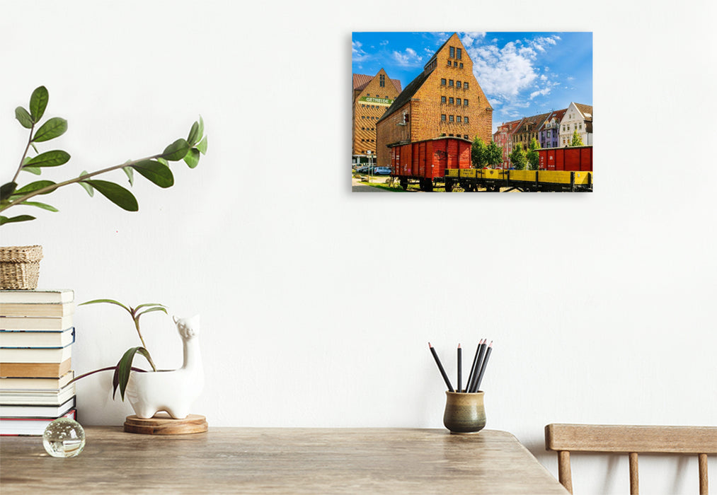 Premium Textil-Leinwand Speichergebäude am Hafen