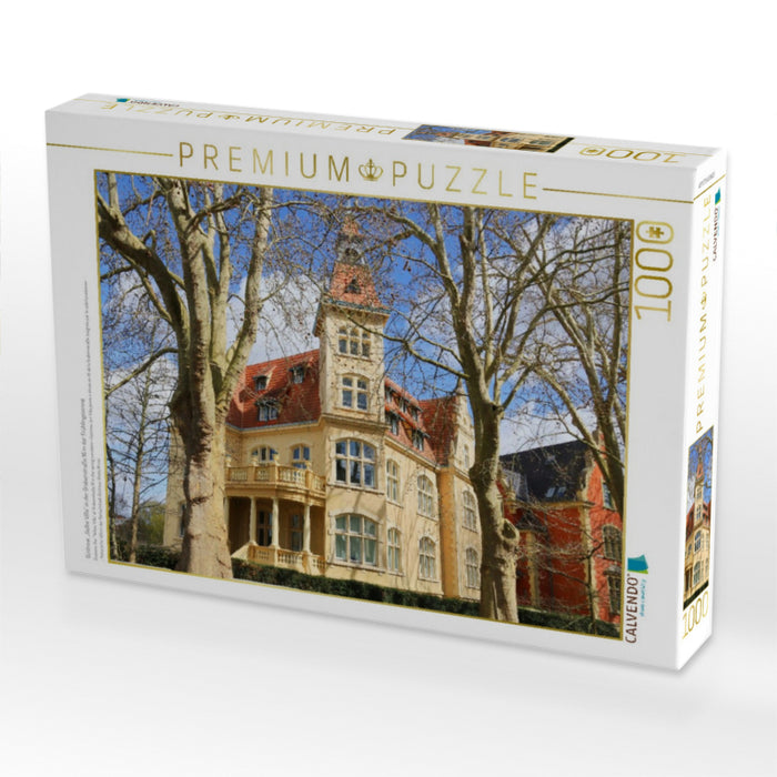 Güstrow, „Gelbe Villa“ in der Grabenstraße 16 in der Frühlingssonne - CALVENDO Foto-Puzzle'