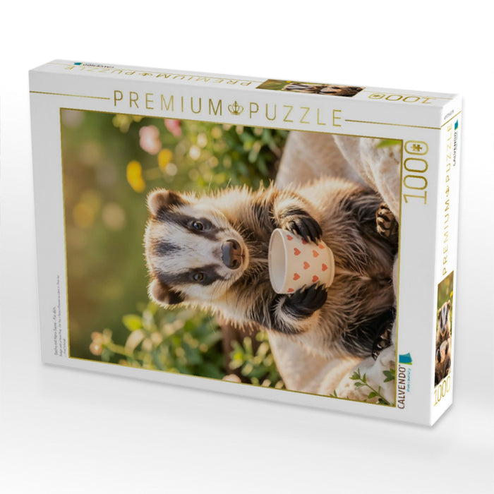 Dachs mit Herz-Tasse - Für dich. - CALVENDO Foto-Puzzle'