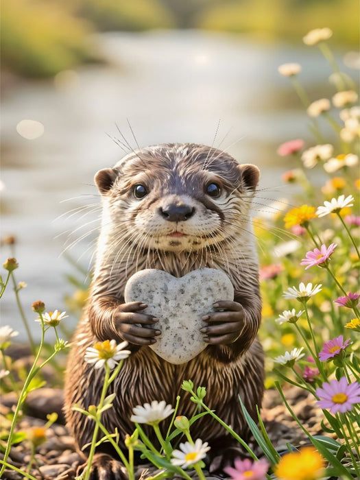 Otter mit Herzstein - Ich bin da. - CALVENDO Foto-Puzzle'