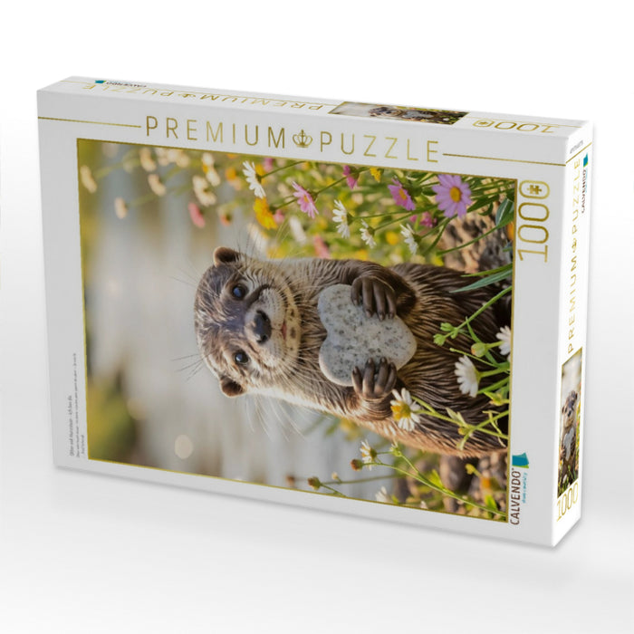 Otter mit Herzstein - Ich bin da. - CALVENDO Foto-Puzzle'