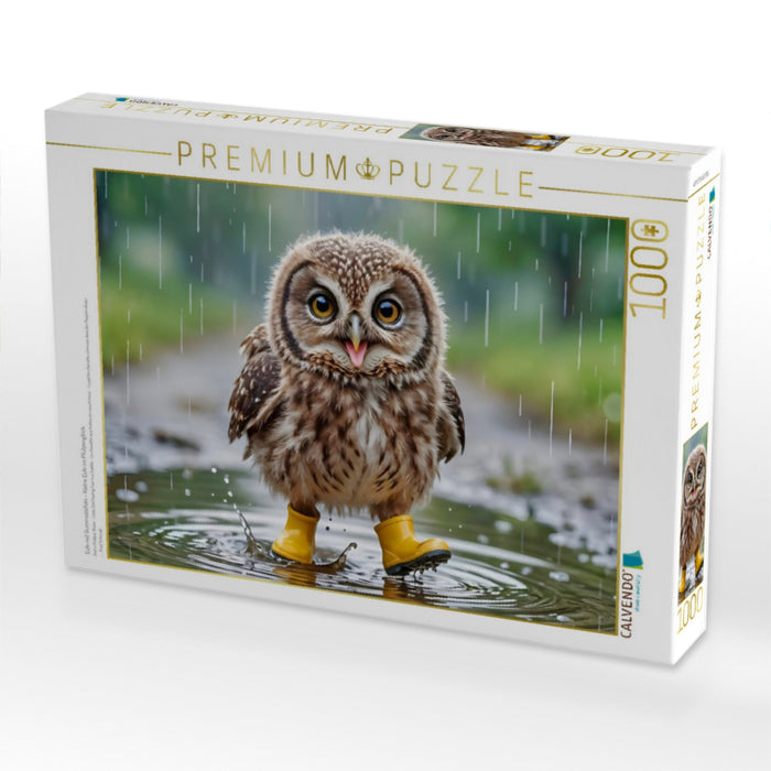 Eule mit Gummistiefeln - Kleine Eule im Pfützenglück - CALVENDO Foto-Puzzle'