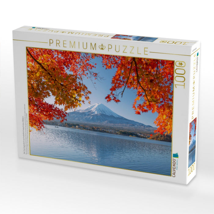 Der Fuji eingerahmt von herbstlich farbenfrohen Blättern - CALVENDO Foto-Puzzle'