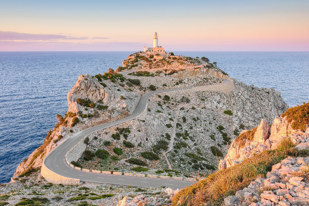 Premium Textil-Leinwand Far de Cap Formentor auf Mallorca