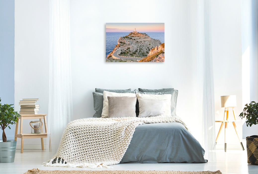Premium Textil-Leinwand Far de Cap Formentor auf Mallorca