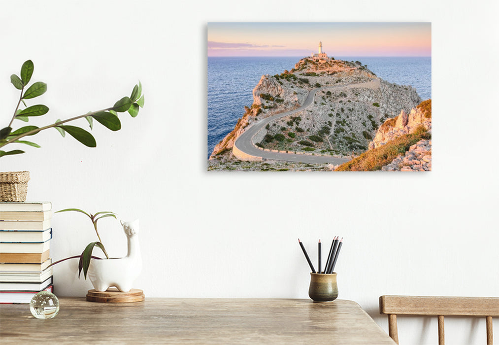 Premium Textil-Leinwand Far de Cap Formentor auf Mallorca