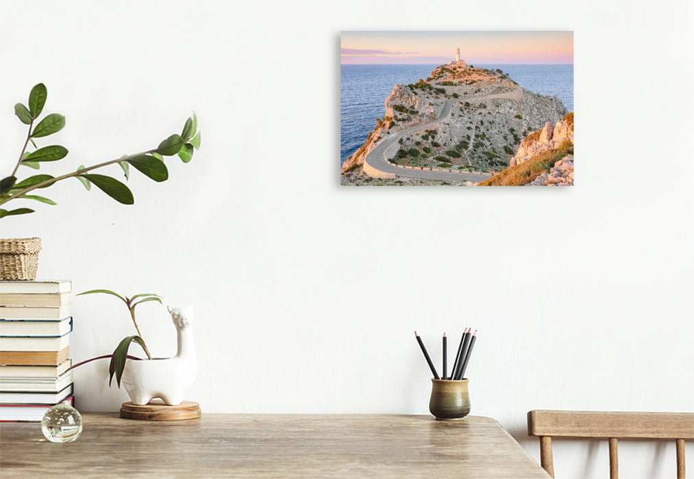 Premium Textil-Leinwand Far de Cap Formentor auf Mallorca