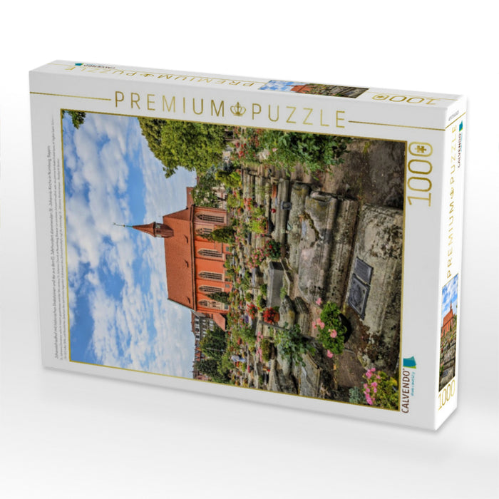 Johannisfriedhof mit historischen Grabsteinen und der aus dem13. Jahrhundert stammenden St.-Johannis-Kirche in Nürnberg, Bayern - CALVENDO Foto-Puzzle'