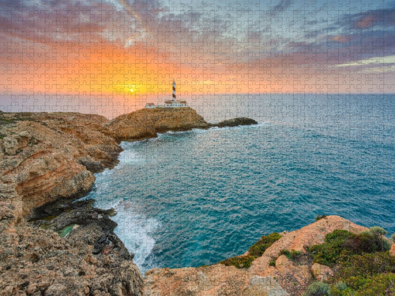 Sonnenaufgang am Faro de Cala Figuera auf Mallorca - CALVENDO Foto-Puzzle'