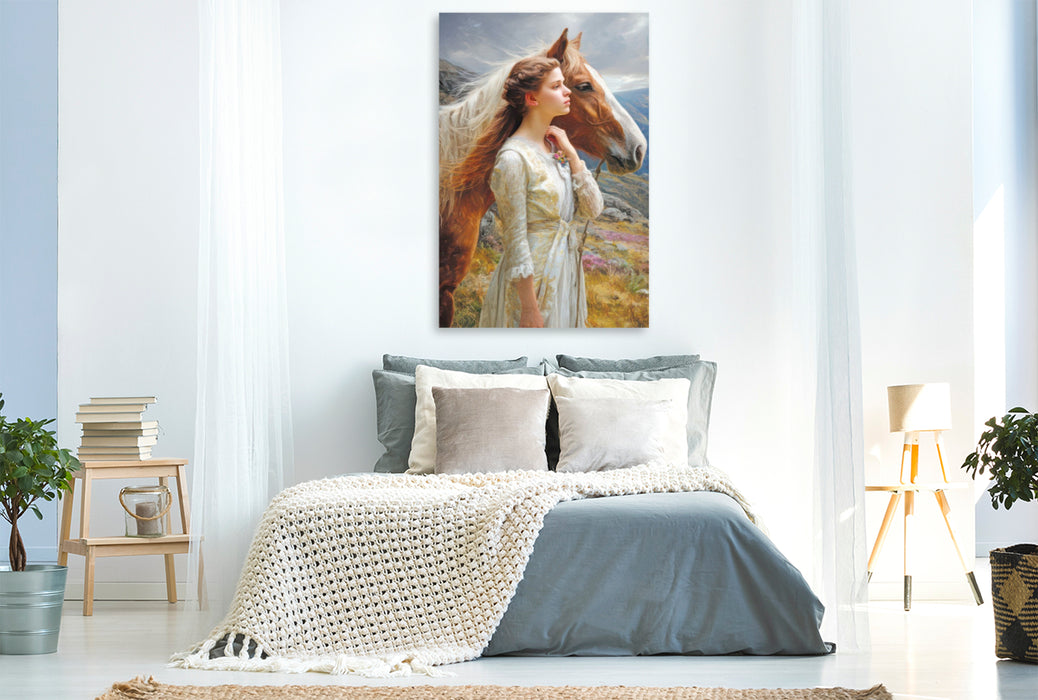 Premium Textil-Leinwand Pferdeliebe