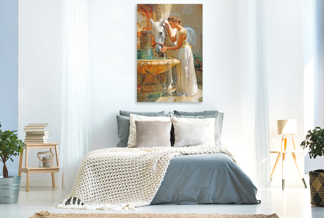 Premium Textil-Leinwand Pferdeliebe