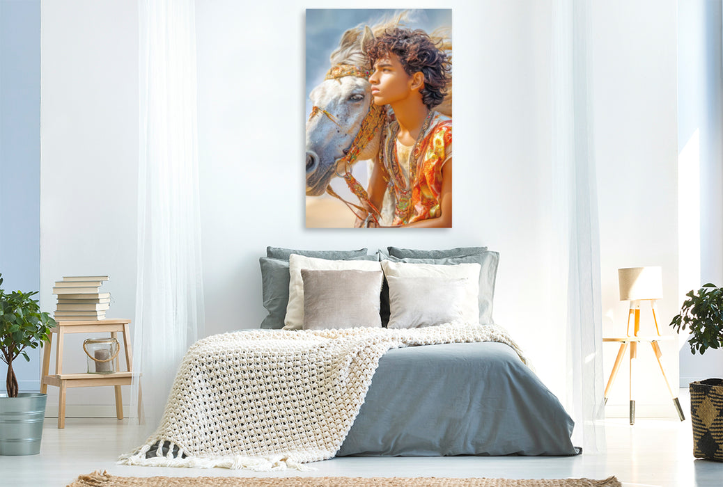 Premium Textil-Leinwand Pferdeliebe