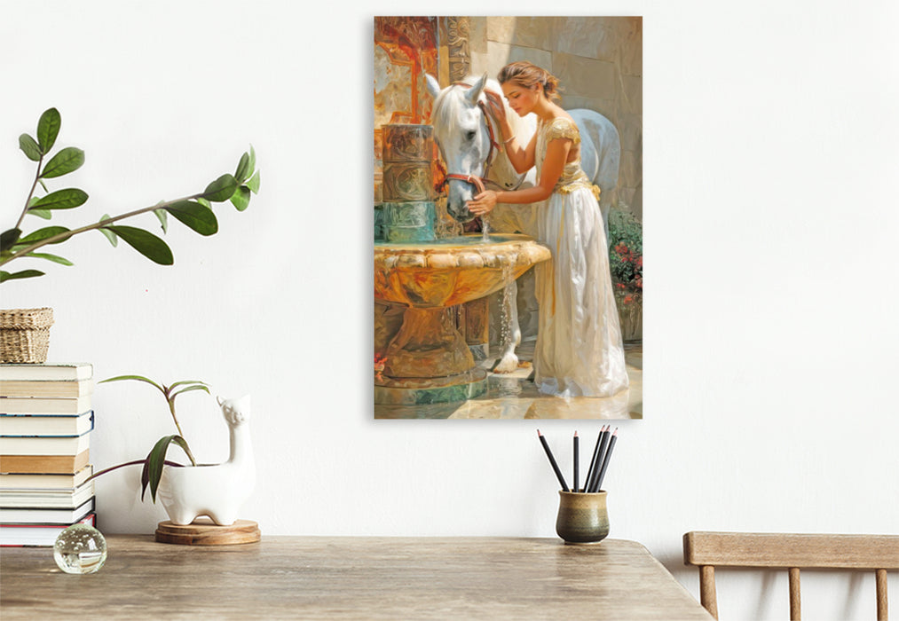 Premium Textil-Leinwand Pferdeliebe