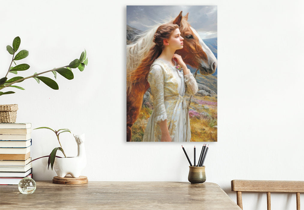 Premium Textil-Leinwand Pferdeliebe