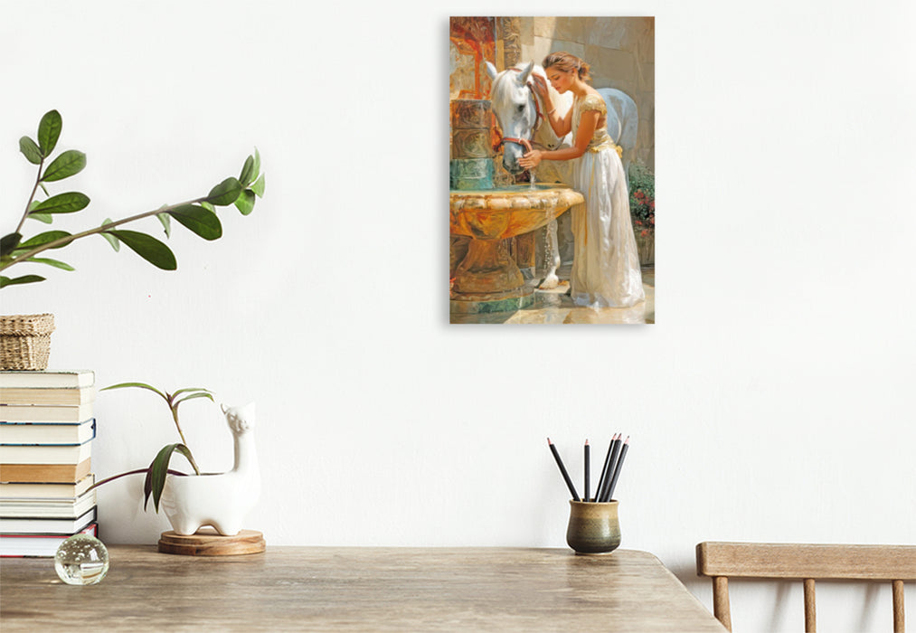Premium Textil-Leinwand Pferdeliebe