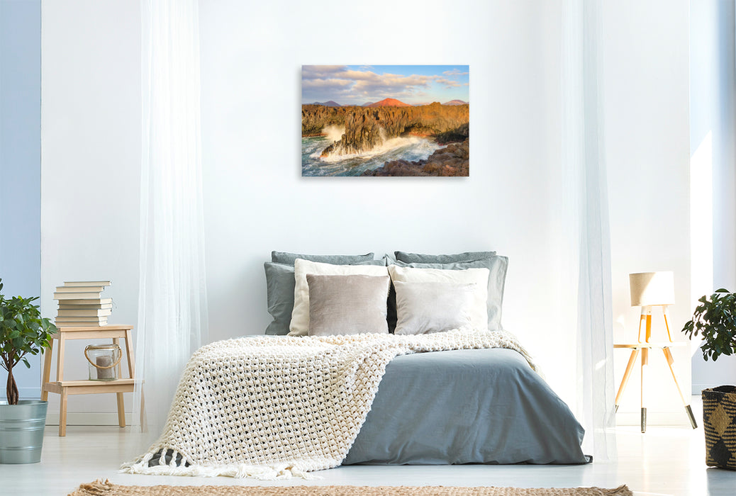 Premium Textil-Leinwand Los Hervideros auf Lanzarote