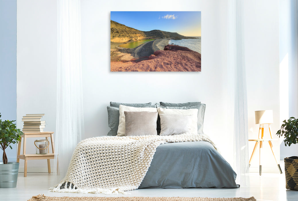 Premium Textil-Leinwand Grüne Lagune bei El Golfo auf Lanzarote