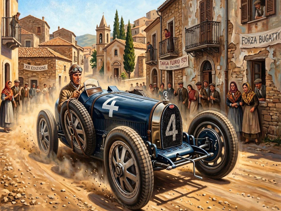 Giulio Foresti startete bei der Targa Florio 1929 mit einem Bugatti T35B - CALVENDO Foto-Puzzle'
