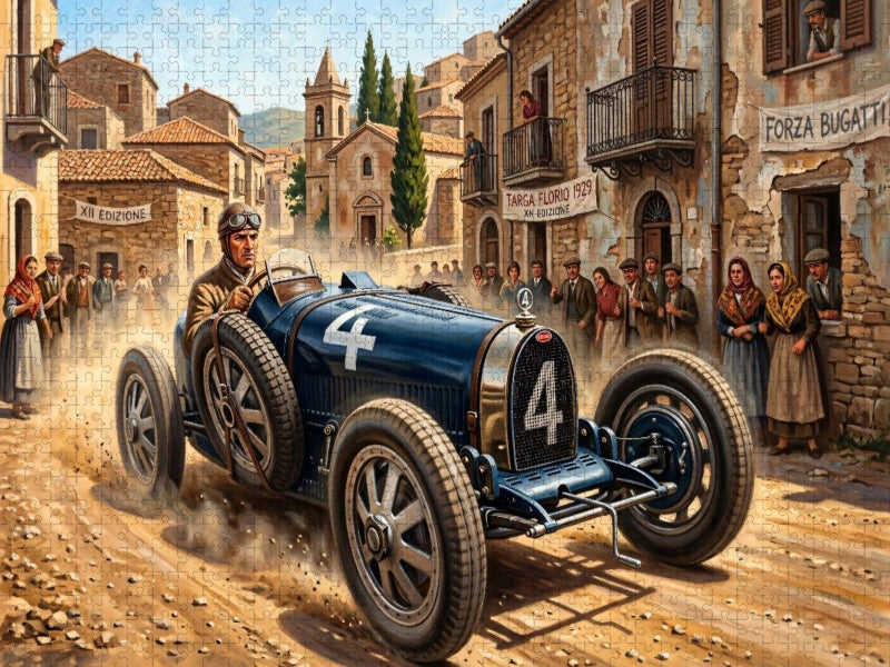 Giulio Foresti startete bei der Targa Florio 1929 mit einem Bugatti T35B - CALVENDO Foto-Puzzle'