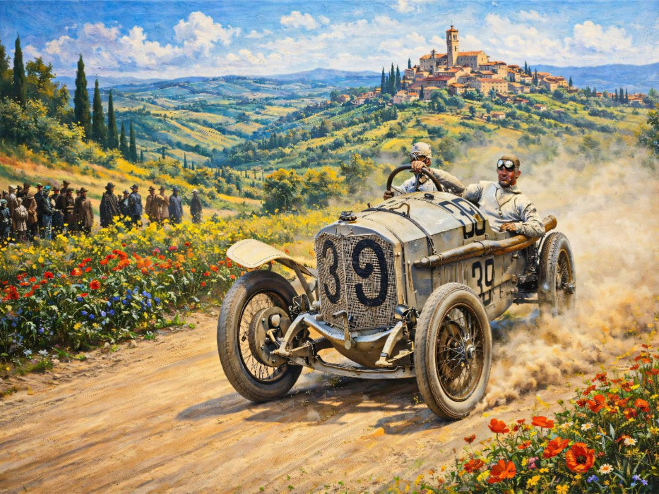Der Deutsche Christian Werner wurde 1922 mit dem Mercedes 28-95 bei der Targa Florio Achter. - CALVENDO Foto-Puzzle'