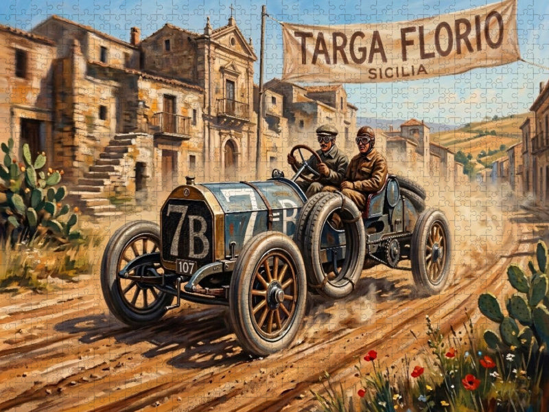 Ferdinando Minoia aus Mailand anno1908 mit dem Isotta-Fraschini - CALVENDO Foto-Puzzle'