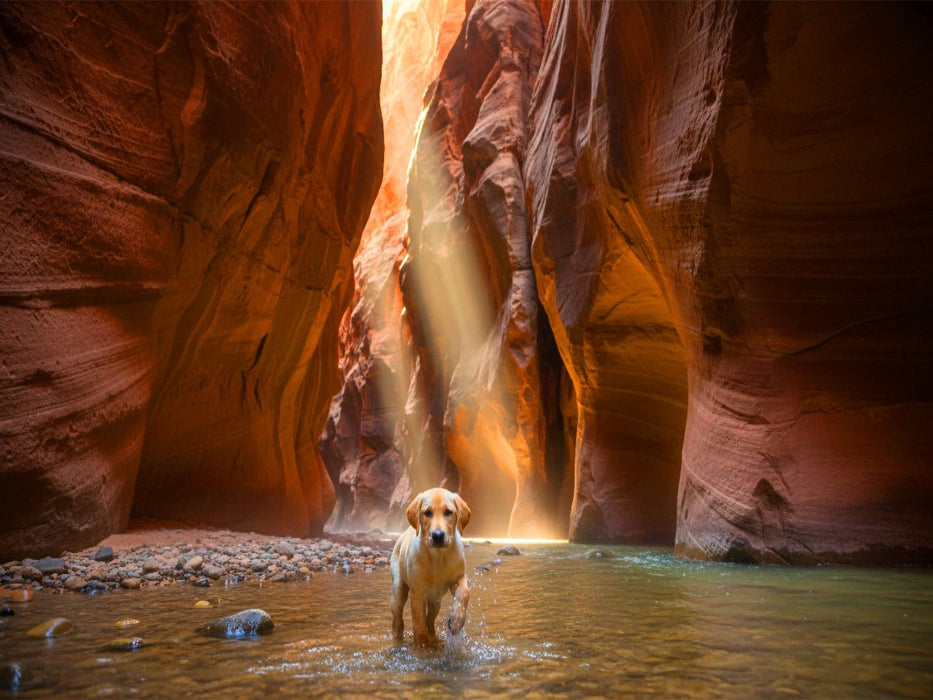 Nasse Pfoten im Antelope Canyon - CALVENDO Foto-Puzzle'
