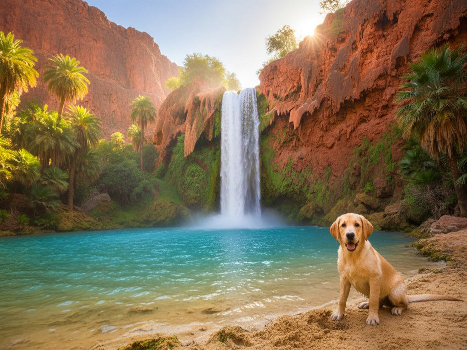 Labrador an den Havasu-Wasserfällen - CALVENDO Foto-Puzzle'
