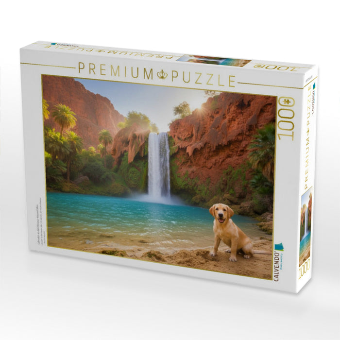 Labrador an den Havasu-Wasserfällen - CALVENDO Foto-Puzzle'