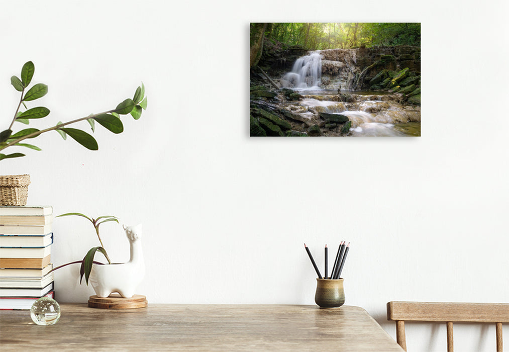 Premium Textil-Leinwand Wasserfall des Albach bei Bitburg