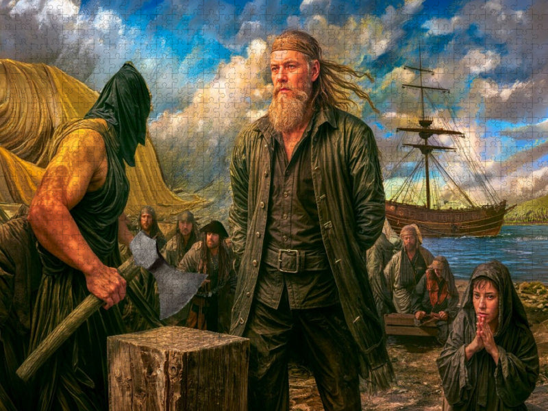 Klaus Störtebeker beim Urteil - Dramatische Piratenszene Puzzle - CALVENDO Foto-Puzzle'