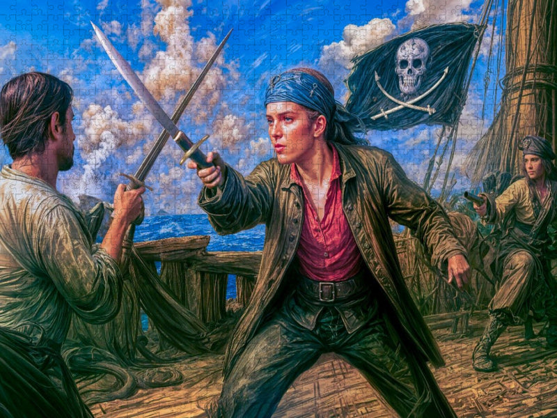 Mary Read - Legendäre Piratin in dramatischer Szene Puzzle - CALVENDO Foto-Puzzle'