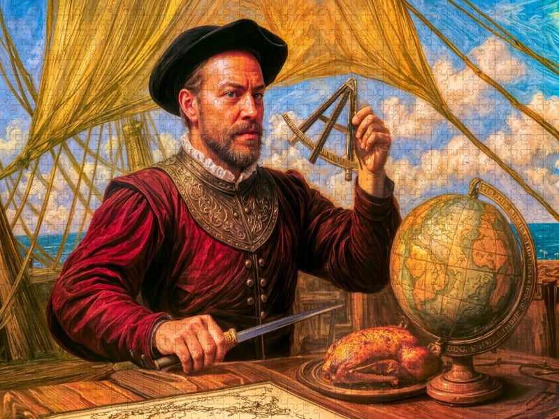 Sir Francis Drake - Legendärer Entdecker und Piratenszene Puzzle - CALVENDO Foto-Puzzle'