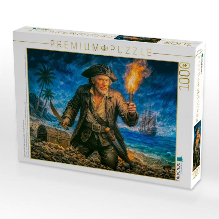 Captain Kidd bei Nacht - Versteckte Schatztruhe Puzzle - CALVENDO Foto-Puzzle'