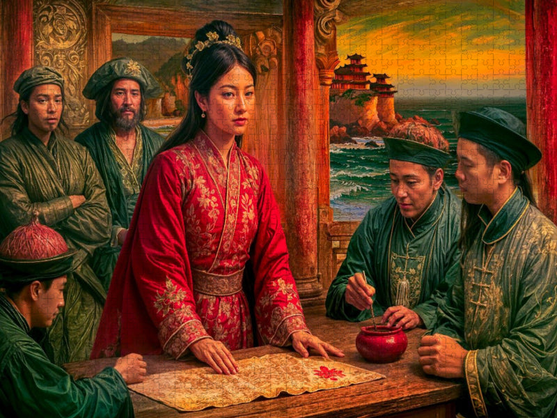 Madame Ching - Mächtige Piratenkönigin in historischer Szene Puzzle - CALVENDO Foto-Puzzle'