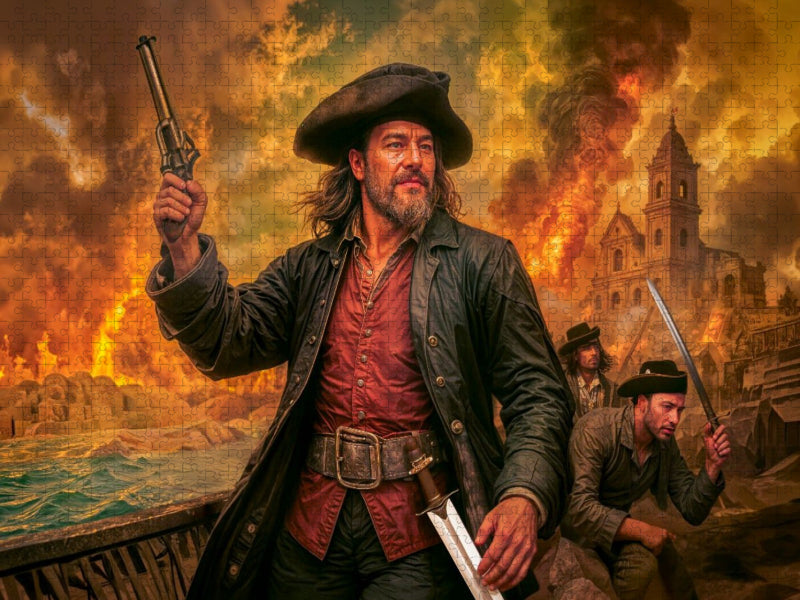 Henry Morgan – Sturm auf Panama in dramatischer Szene - CALVENDO Foto-Puzzle'