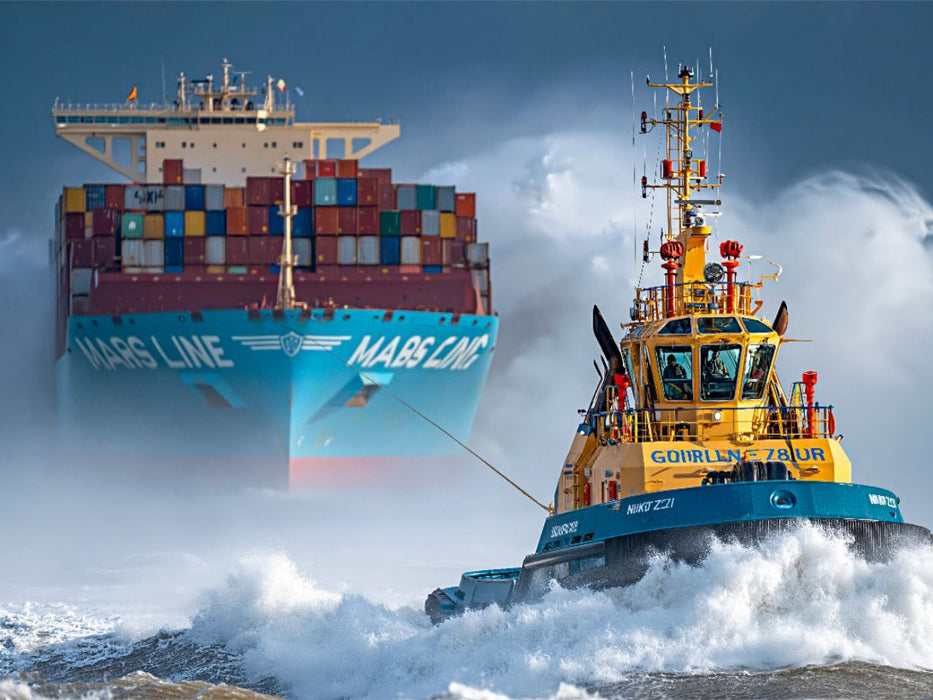 Ein Schlepper für die sichere Hafeneinfahrt - CALVENDO Foto-Puzzle'