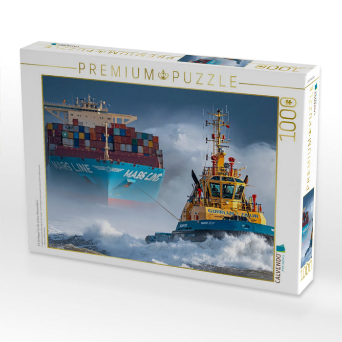 Ein Schlepper für die sichere Hafeneinfahrt - CALVENDO Foto-Puzzle'