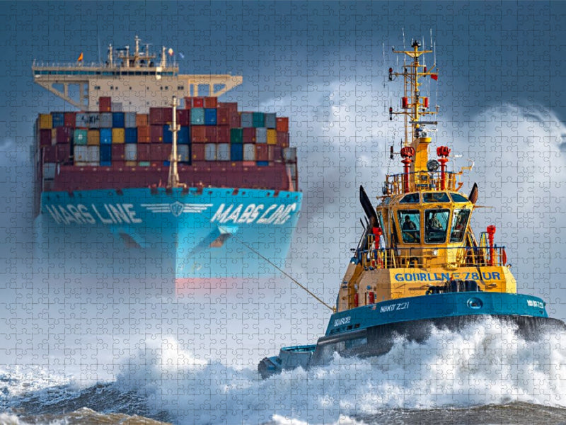Ein Schlepper für die sichere Hafeneinfahrt - CALVENDO Foto-Puzzle'