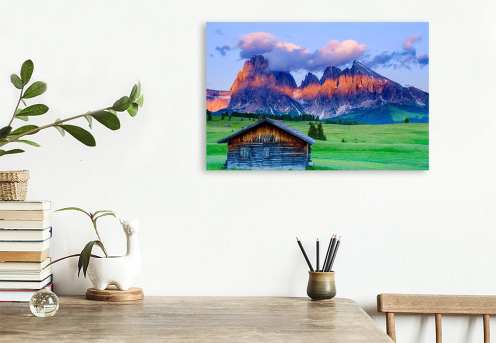 Premium Textil-Leinwand Seiser Alm