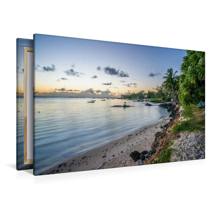 Premium Textil-Leinwand Mauritius: Palmar Beach beim Sonnenuntergang
