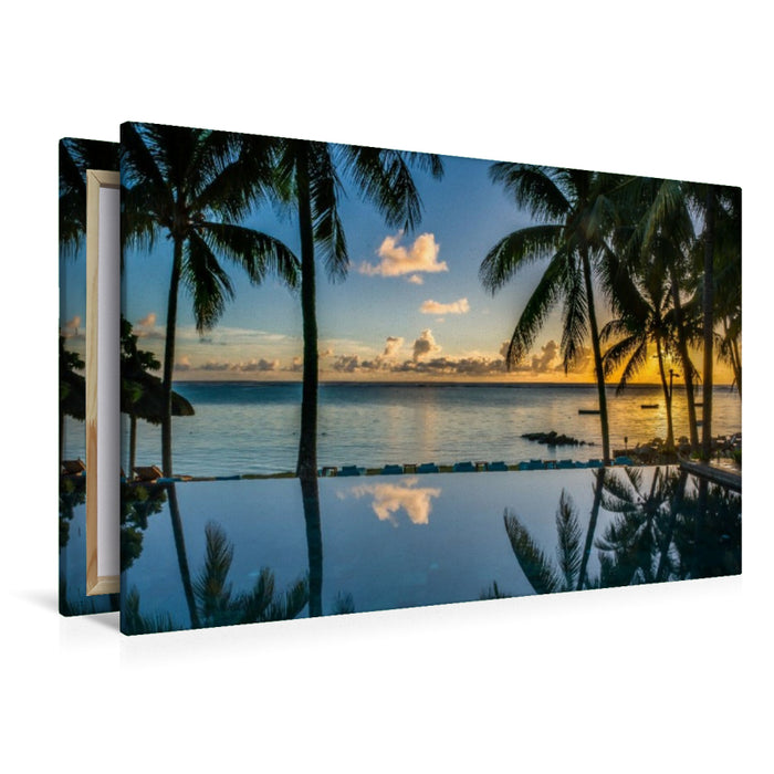 Premium Textil-Leinwand Sonnenuntergang vor Mauritius