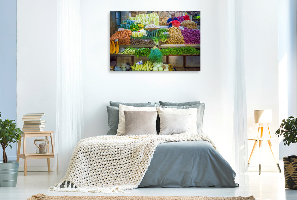 Premium Textil-Leinwand Central Market Port Louis