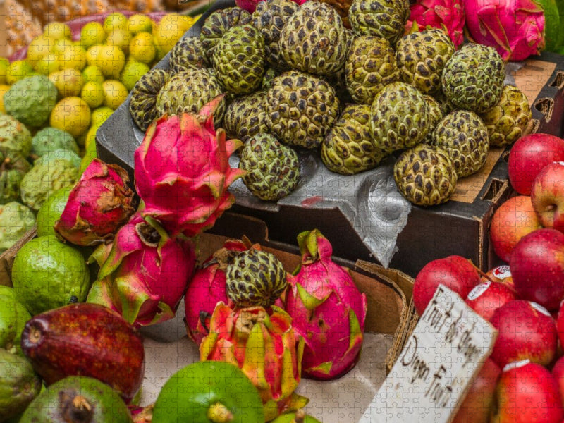 Tropische Früchte auf dem Markt in Centre de Flacq in Mauritius - CALVENDO Foto-Puzzle'