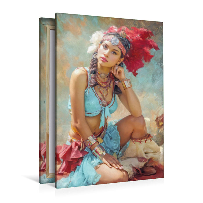 Premium Textil-Leinwand Zirkusgirls - Im Pin-up Stil
