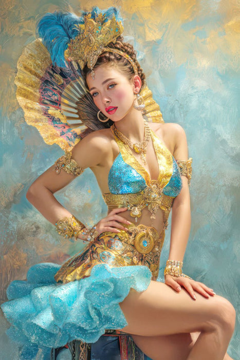 Premium Textil-Leinwand Zirkusgirls - Im Pin-up Stil